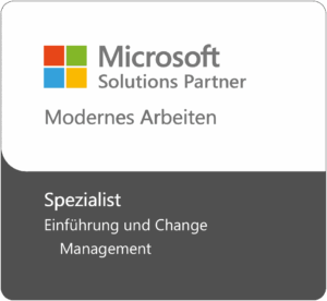Logo Microsoft Solutions Partner, Modernes Arbeiten, Spezialist für Einführung und Change Management